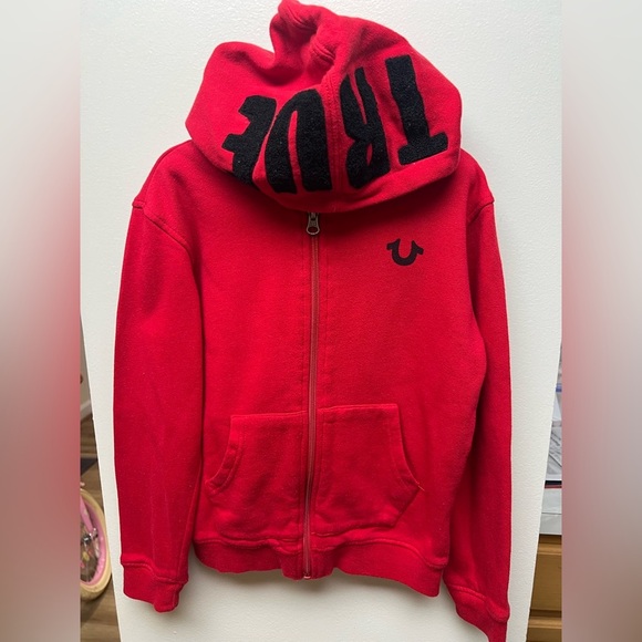 True Religion Red Kids Hoodie with Black Details - Picture 9 of 10